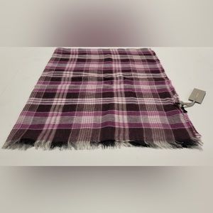 TOM FORD Purple & White Plaid Cashmere Blend Fringed Scarf $695